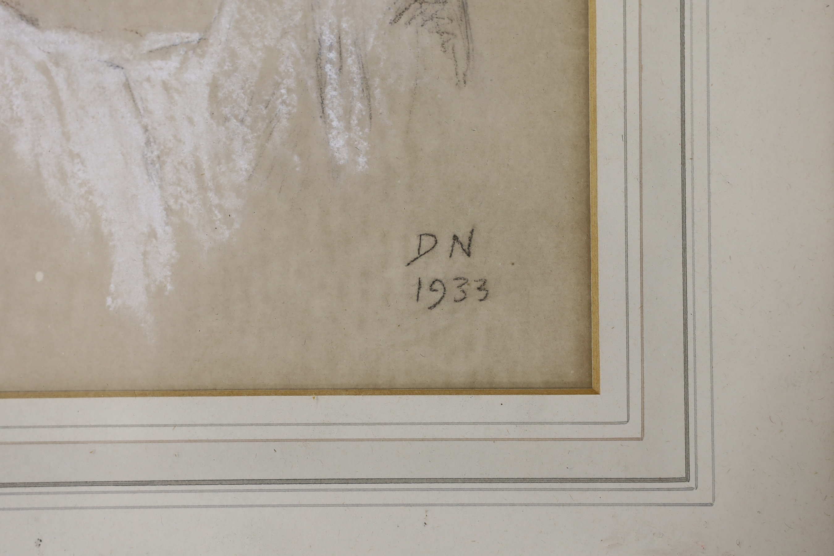 20th century school, pastel, Portrait of the artist's daughter Margaret Oxley (1932-1989), initialled and dated 1933, 30 x 23cm